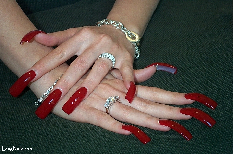 LongNails.com: gallery Angelina's Long Red Claws.